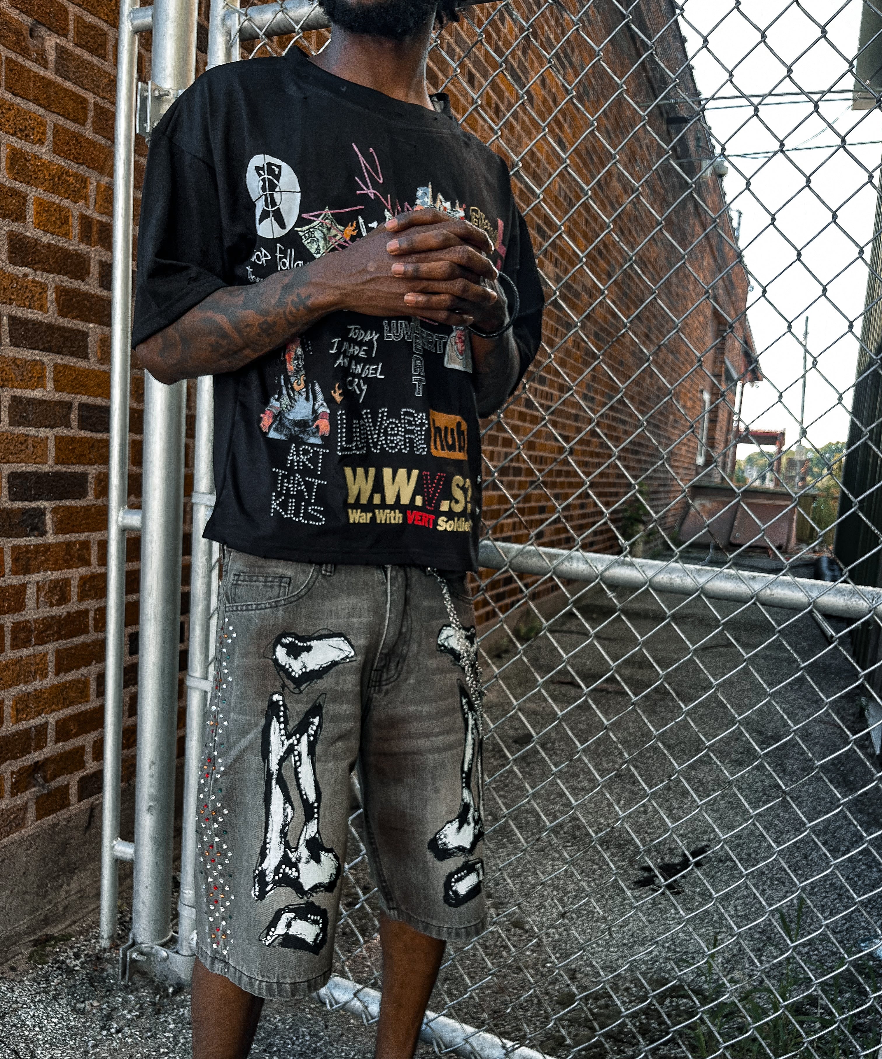 “BONES” Denim Shorts