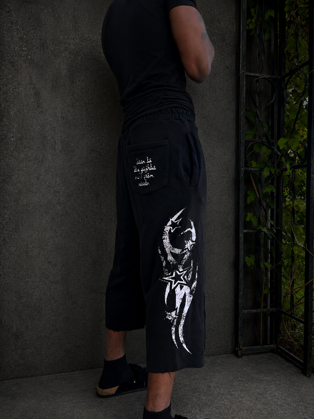 “Obsidian” Vert Tears Long Shorts