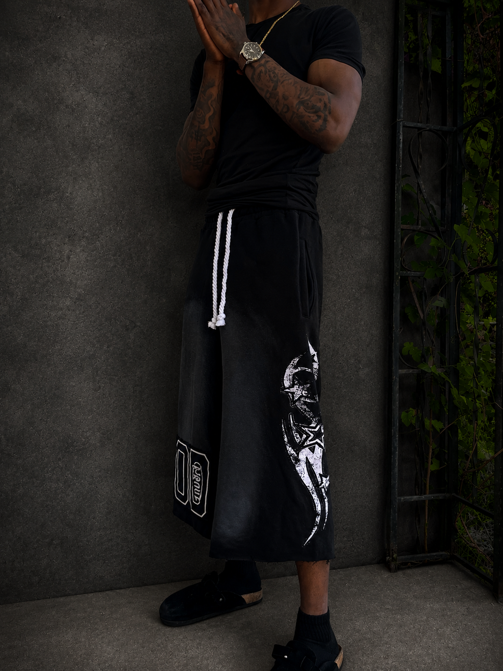 “Obsidian” Vert Tears Long Shorts