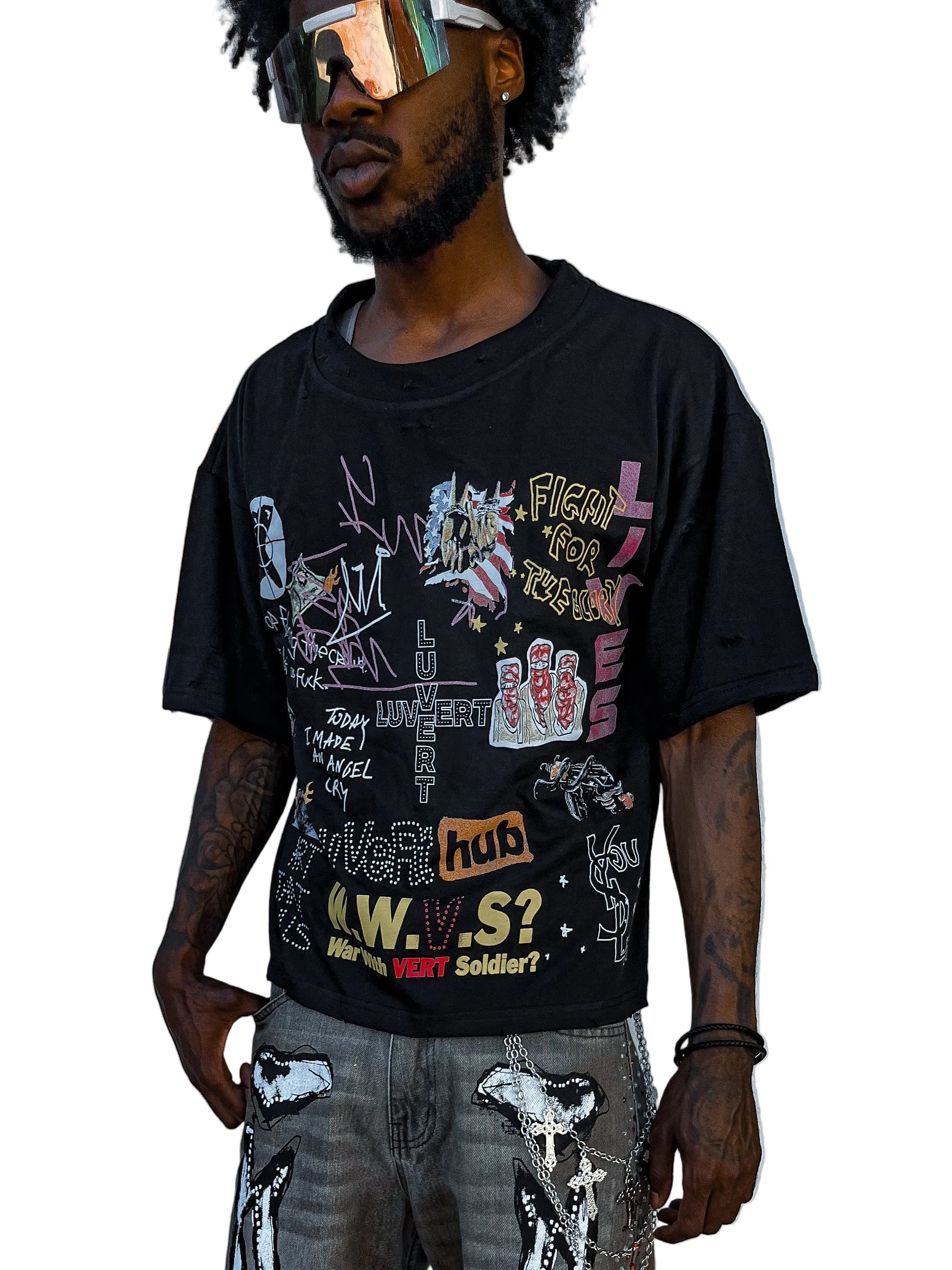 BLK “RAGE” DISTRESSED TEE