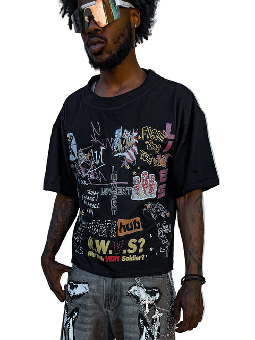 BLK “RAGE” DISTRESSED TEE