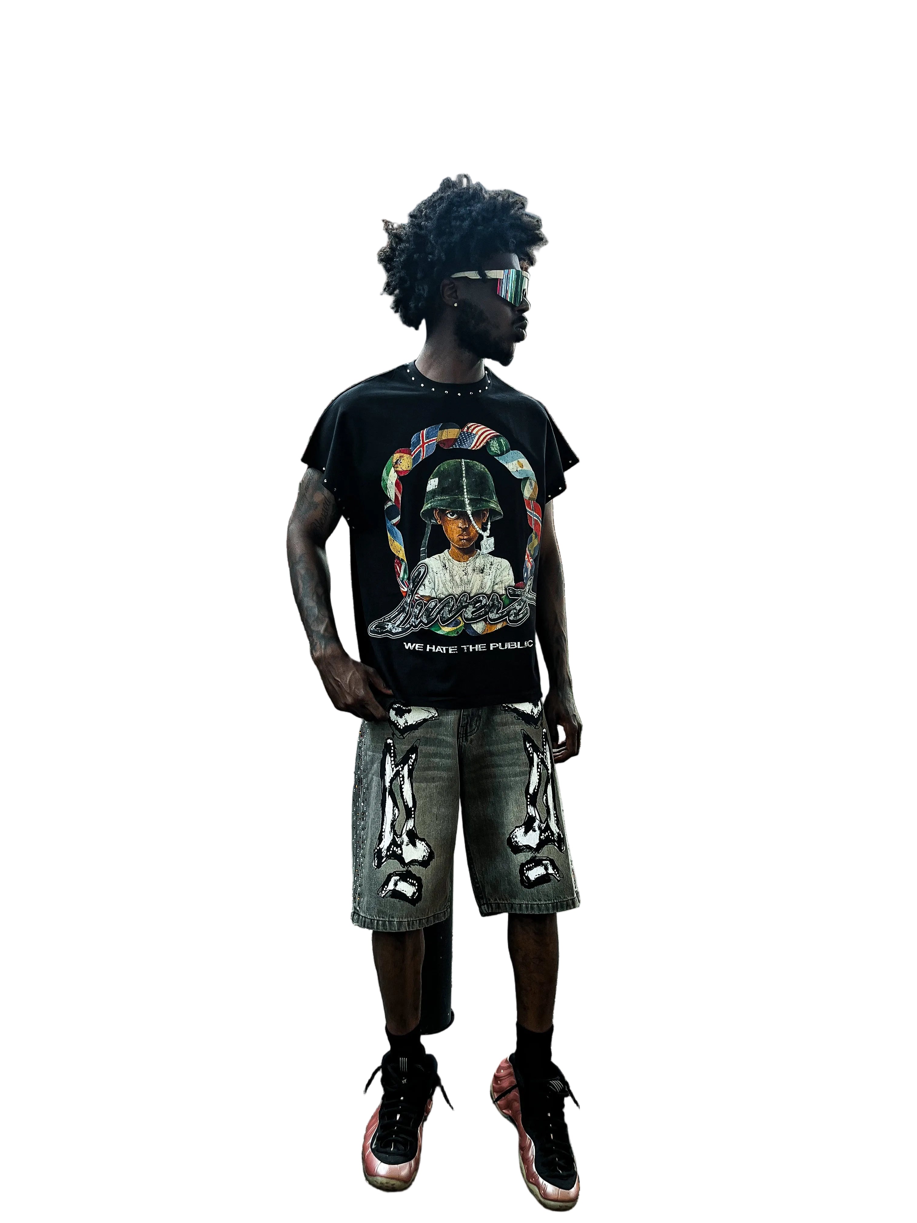 “BONES” Denim Shorts