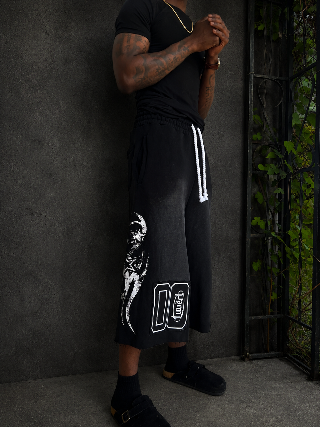 “Obsidian” Vert Tears Long Shorts