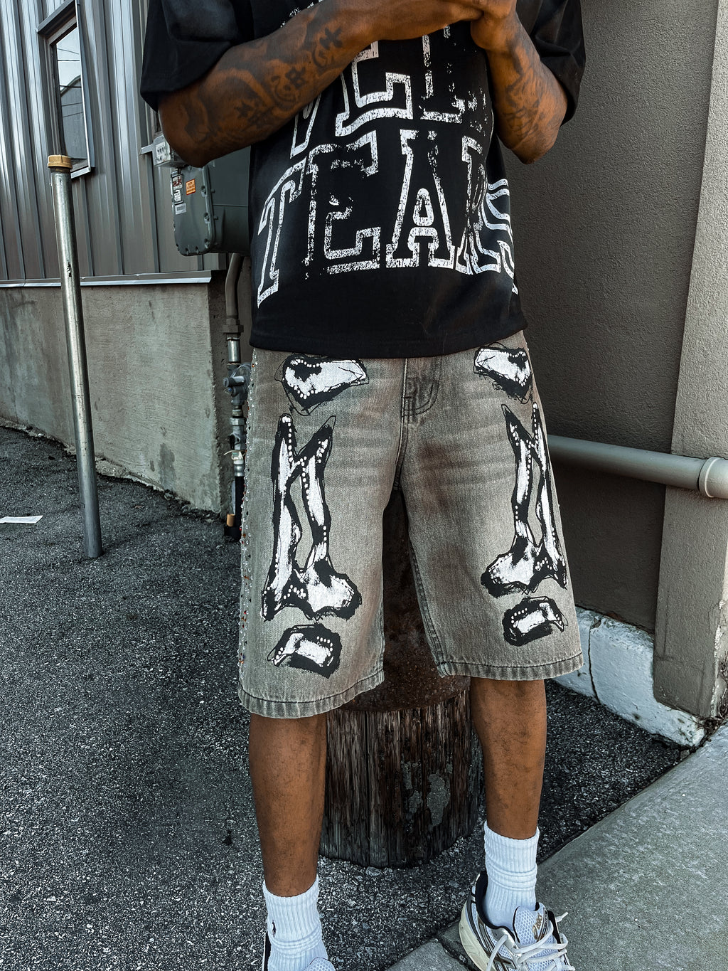 “BONES” Denim Shorts