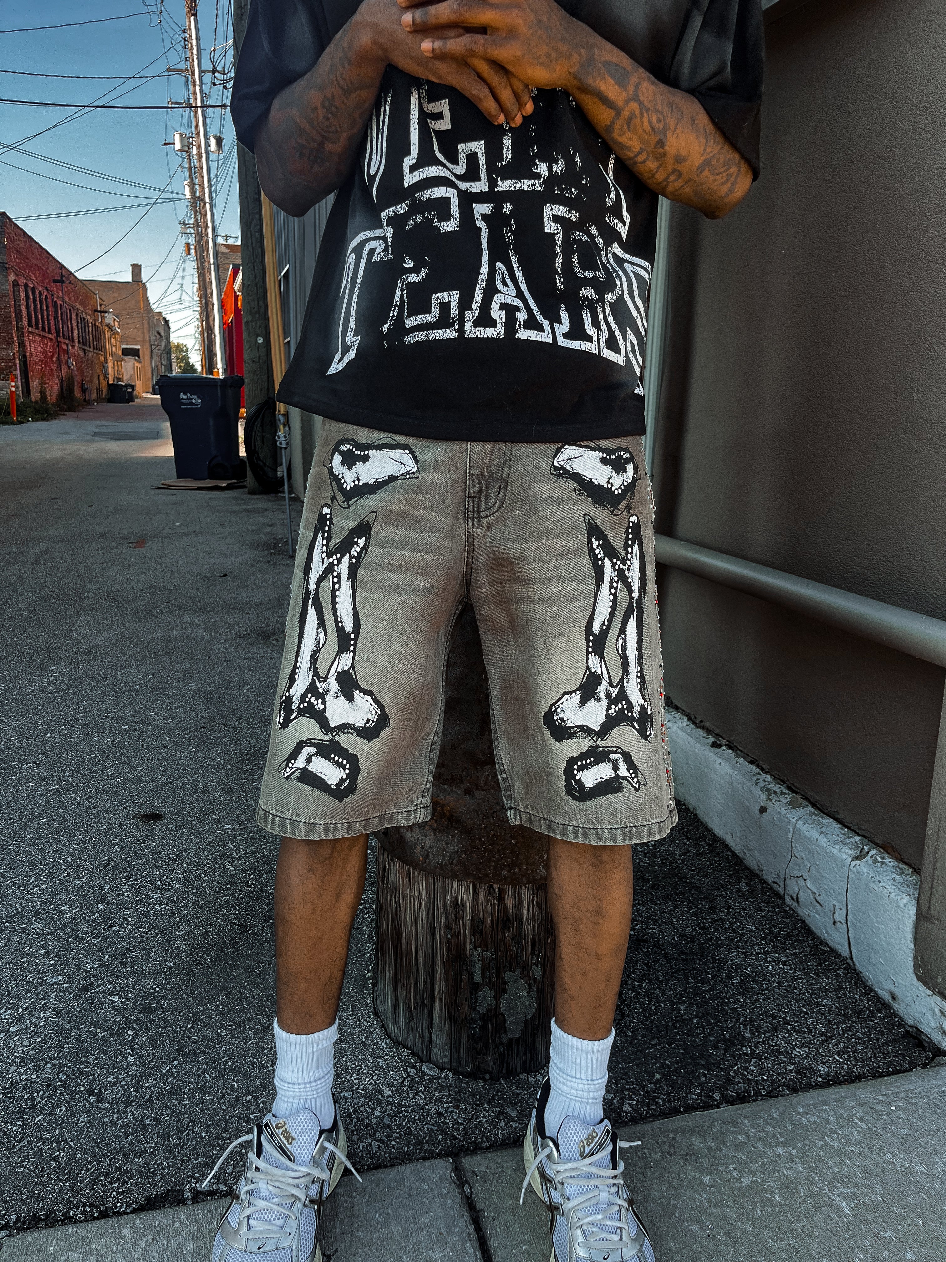 “BONES” Denim Shorts